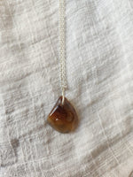 Raw cut simple stone pendant - Fire Agate