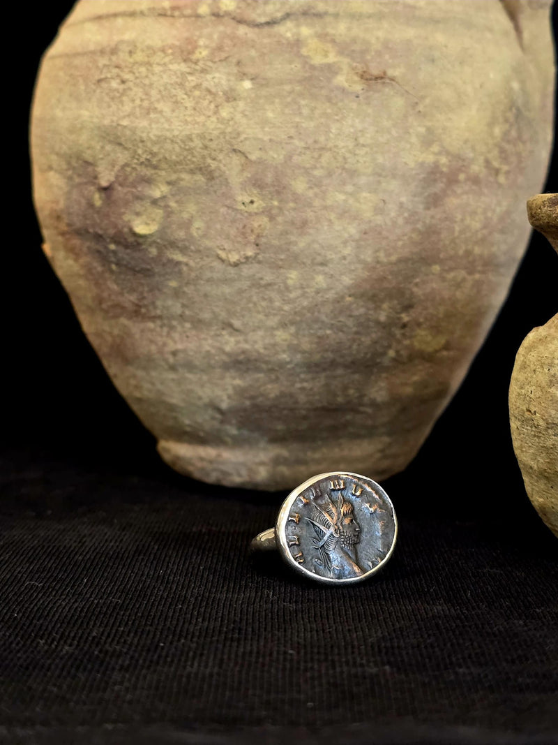 Ancient Roman Coin Silver Ring