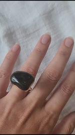 Statement Onyx gold bezel ring